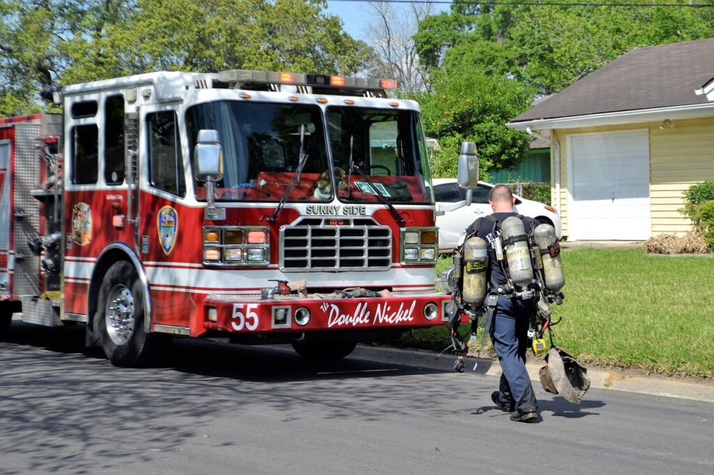 fire engine, fire department, fire man
